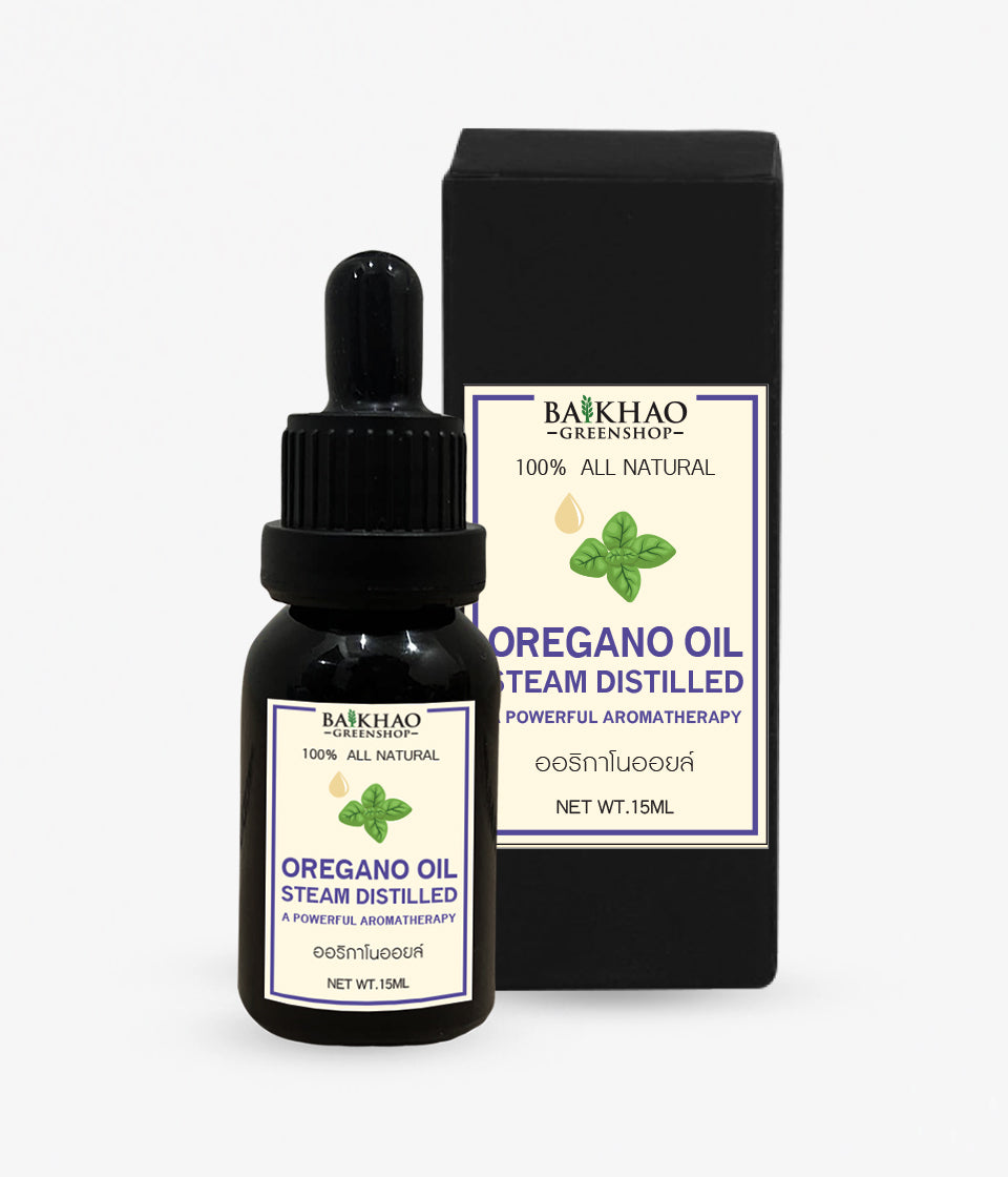 100% Pure Oregano Essential Oil (India Origin) – Undiluted Pure Natural Extract with Glass Dropper Bottle (Baikhao Brand)